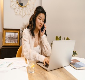 lady using a laptop